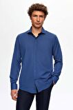 Slim Fit Lacivert Italyan Yaka Dar Kesim Klasik Kravatlık Uzun Kollu Kolay Ütülenebilir Ne 2HF02ORT5185
