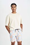 DeFacto Regular Fit Desenli Kısa Boy Deniz Şortu B7448AX24HSBE343