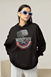 Worthy Thor x Kaptan Amerika Tasarım Baskılı Unisex Oversize Hoodie