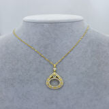 Yeni Sezon 22 Ayar Altın Kaplama Singapur Zincir'li Çeyrek Altın Çerçeve'li Beyaz Taş'lı Kadın Kolye