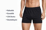Edda GOLD Erkek Boxer Siyah XL – Pamuklu Likralı Esnek Rahat Penye İç Çamaşırı