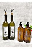 2'li Amber 750ml Yağdanlık 2'li 500ml Amber Sabunluk Mutfak Yağlık Sabunluk Set