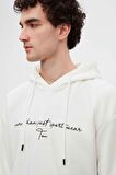 Twn Relaxed Fit Ekru Nakışlı 3 İplik Kapüşonlu Sweatshirt 3ECE24ORT0493