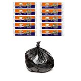 Ögem Endüstriyel Battal Boy Çöp Poşeti 72x95 Cm 10'lu Rulo 10 Paket Siyah