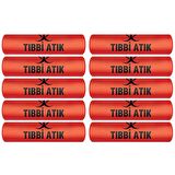 Almina Tıbbi Atık Torbası Büyük Boy 65x80 Cm 300 gr 10 lu Rulo 10 Paket (Kırmızı-Siyah Baskılı)