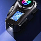 BUFFER® Q58 Motorsikletler İçin Fener Özellikli SD Kart Bölümlü LCD Ekranlı Kablosuz Bluetooth Kulaklıklı - Suya Dayanıklı Kask Kulaklığı