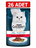 Gourmet perle ızgara sığır yaş kedi maması konserve 85gr 26adet kedi pouch