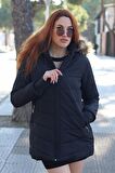 Barbora Kışlık Eldivenli Kapüşonu Kürklü Kadın Şişme Mont tr121siyah33