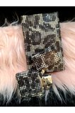 Geniş Siyah-gümüş Lleopar Taşlı Slim (kısa Slim ]sigara Kutusu Ve Zippo Çakmak Seti