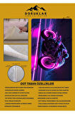 Kaymaz Taban Makinede Yıkanabilir Neon Motor Desenli Çocuk Halısı