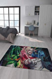 Kaymaz Taban Makinede Yıkanabilir Dijital Baskı Harley Quinn Desenli Çocuk Halısı