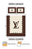 Kapitoneli Pamuk Dolgulu Kadife Kumaş Modern Desenli Premium Kalite Yatak Örtüsü Seti