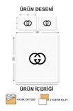 Kapitoneli Pamuk Dolgulu Kadife Kumaş Modern Desenli Premium Kalite Yatak Örtüsü Seti