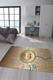Kaymaz Taban Makinede Yıkanabilir Dijital Baskı Bitcoin Desenli Genç Odası Halısı