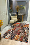 Kaymaz Tabanlı Yıkanabilir Leke Tutmaz Kilim Desenli Salon Halısı Dot Taban Halı KDH13