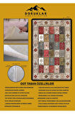 Kaymaz Tabanlı Yıkanabilir Leke Tutmaz Kilim Desenli Salon Halısı Dot Taban Halı KDH18