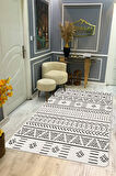 Kaymaz Tabanlı Yıkanabilir Leke Tutmaz Kilim Desenli Salon Halısı Dot Taban Halı KDH26