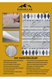 Kaymaz Tabanlı Yıkanabilir Leke Tutmaz Kilim Desenli Salon Halısı Dot Taban Halı KDH39