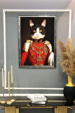 Gold Çerçeveli Kedi Tablosu Portresi 50x70CM