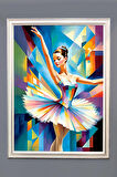 Dekoratif Modern Çerçeveli Balerin Kız Desenli Duvar Tablosu 50x70 CM