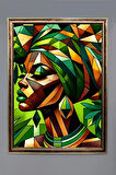 Dekoratif Modern Çerçeveli Afrikalı Kadın Desenli Duvar Tablosu 50x70 CM