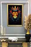 Dekoratif Modern Çerçeveli Aslan Desenli Duvar Tablosu 50x70 CM