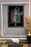 Dekoratif Modern Çerçeveli Otantik Dans Eden Kadın Desenli Duvar Tablosu 50x70 CM