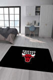 Kaymaz Taban Makinede Yıkanabilir Dijital Baskı Chicago Bulls Desenli Genç Odası Halısı Dot Taban Halı