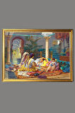 Dekoratif Modern Gold Çerçeveli Oryantalist Osmanlı Desenli Duvar Tablosu 50x70 CM