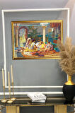Dekoratif Modern Gold Çerçeveli Oryantalist Osmanlı Desenli Duvar Tablosu 50x70 CM