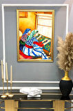 Dekoratif Modern Gold Çerçeveli Oryantalist Osmanlı Desenli Duvar Tablosu 50x70 CM