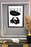 Dekoratif Modern Çerçeveli Vogue Kadın Moda Desenli Duvar Tablosu 50x70 CM