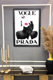 Dekoratif Modern Çerçeveli Vogue Kadın Moda Desenli Duvar Tablosu 50x70 CM