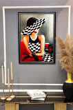 Dekoratif Modern Desenli Çerçeveli Tablo Duvar Tablosu 50x70cm