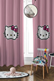 Dijital Baskı Yıkanabilir Hello Kitty Desenli 2 Kanat Bebek ve Çocuk Odası Fon Perdesi