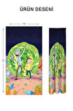 Dijital Baskı Yıkanabilir Rick and Morty Desenli 2 Kanat Bebek ve Çocuk Odası Fon Perdesi