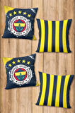 Çift Taraf Baskılı Parlak Kadife Kumaş  Modern Desen 4 adet Kırlent Kılıf Seti