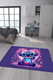 Kaymaz Taban Makinede Yıkanabilir Dijital Baskı Stitch Desenli Çocuk Odası Halısı Dot Taban Halı 0004