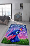 Kaymaz Taban Makinada Yıkanabilir Dijital Baskı Stitch Desenli Çocuk Odası Halısı Dot Taban Halı 0010