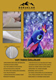 Kaymaz Taban Makinada Yıkanabilir Dijital Baskı Stitch Desenli Çocuk Odası Halısı Dot Taban Halı 0010