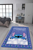 Kaymaz Taban Makinede Yıkanabilir Dijital Baskı Stitch Desenli Çocuk Odası Halısı Dot Taban Halı 0013