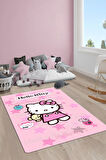 Kaymaz Taban Makinede Yıkanabilir Dijital Baskı Hello Kitty Desenli Çocuk Odası Halısı Dot Taban Halı