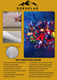 Kaymaz Taban Makinada Yıkanabilir Dijital Baskı Marvel Desenli Genç Odası Halısı Dot Taban Halı GNC22