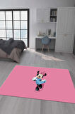Kaymaz Taban Makinede Yıkanabilir Dijital Baskı Minnie Mouse Desenli Genç Odası Halısı Dot Taban Halı Gnc26