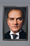 Dekoratif Modern Atatürk Desenli Çerçeveli Tablo Duvar Tablosu 50x70cm ATA10