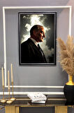 Dekoratif Modern Atatürk Desenli Çerçeveli Tablo Duvar Tablosu 50x70cm ATA11