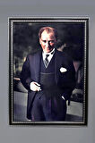 Dekoratif Modern Atatürk Desenli Çerçeveli Tablo Duvar Tablosu 50x70cm ATA13