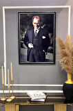 Dekoratif Modern Atatürk Desenli Çerçeveli Tablo Duvar Tablosu 50x70cm ATA13