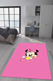Kaymaz Taban Makinede Yıkanabilir Dijital Baskı Minnie Mouse Desenli Genç Odası Halısı Dot Taban Halı Gnc45