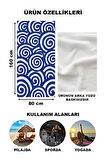 Modern Desenli Plaj Deniz Havlusu Peştemal 80x160 CM Aqua29